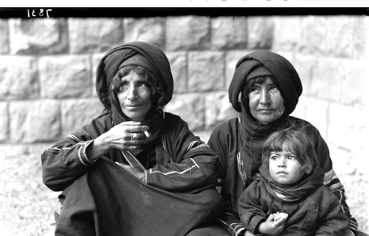 Palestinian Bedouins at the Scots Mission Hospital in Tiberias waiting for their appointment. Taken been 1934 & 1939. G. Eric & Edith Matson Collection